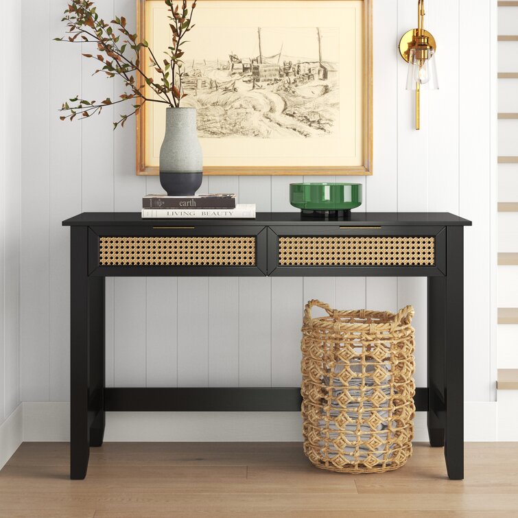 Black wicker console deals table